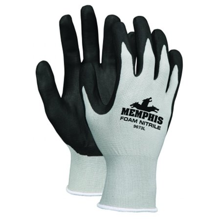 MCR SAFETY Foam Nitrile Gloves- Medium- Black &amp; Gray 127-9673M